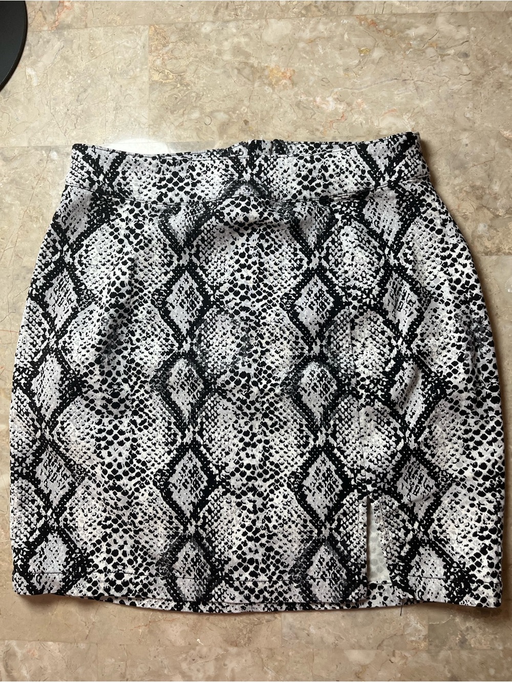 Garage Black and White Snake-Print Mini Skirt